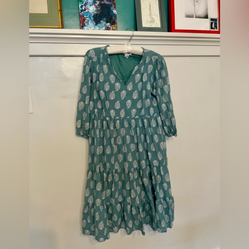 Lucky Brand Teal and White Midi Dress